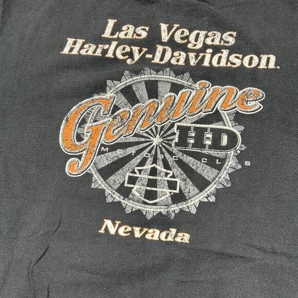 Harley Davidson Shirt Mens Large Black Las Vegas Nevado Bravado Distressed - Picture 9 of 9